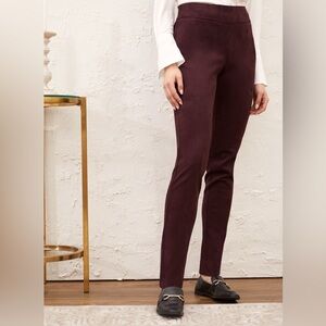 Burgandy Faux Suede Pull On Pant Legging